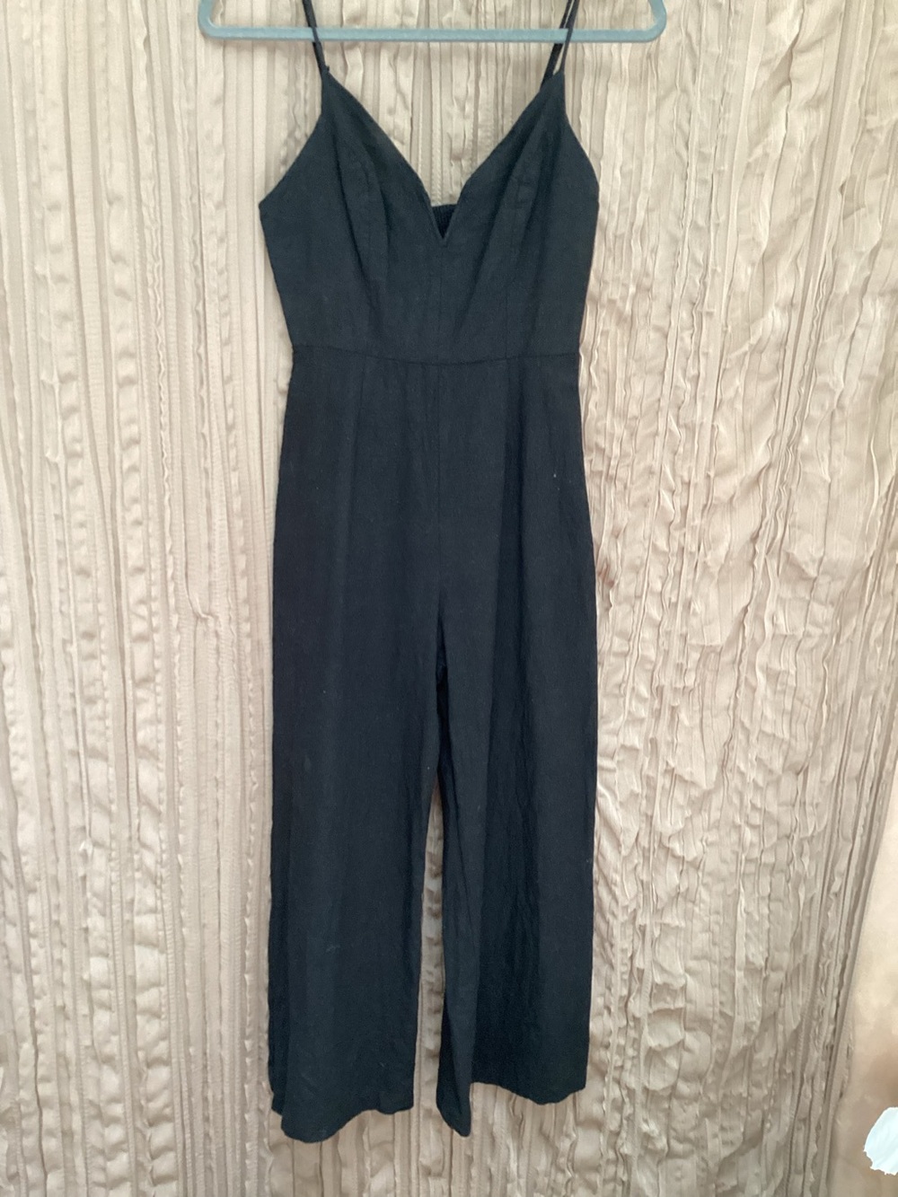 ASTR The Label linen Spaghetti-Strap Wide-Leg Jumpsuit, elastic back, side zip,M